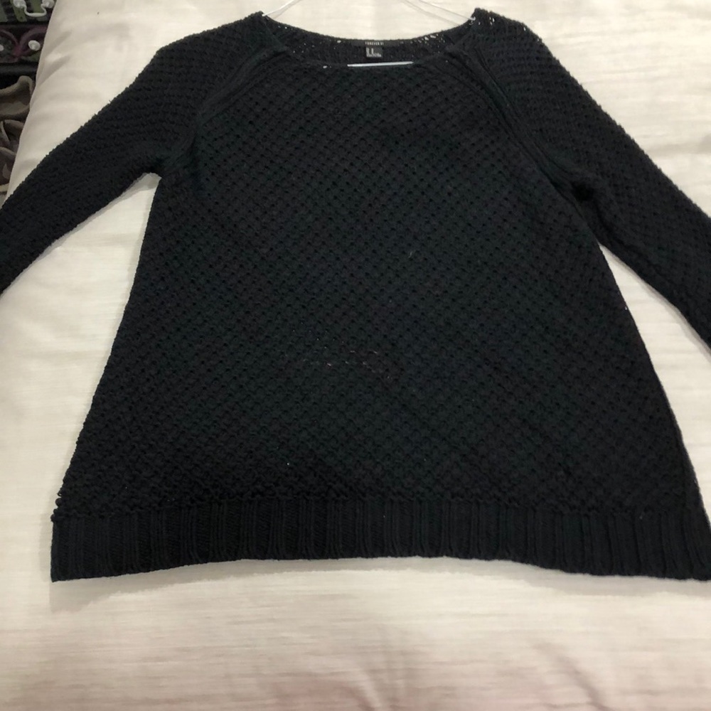 Forever 21 Black Knit See-Through Sweater